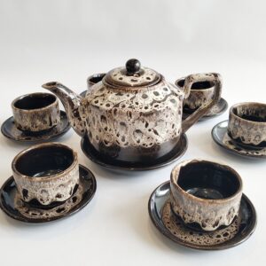 Ceramiczny zestaw do herbaty Fantazyjny Beż