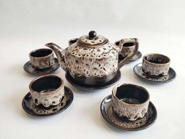 Ceramiczny zestaw do herbaty Fantazyjny Beż