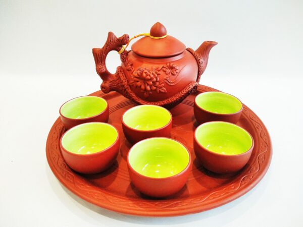Ceramiczny zestaw do herbaty Gốm - Brązowy